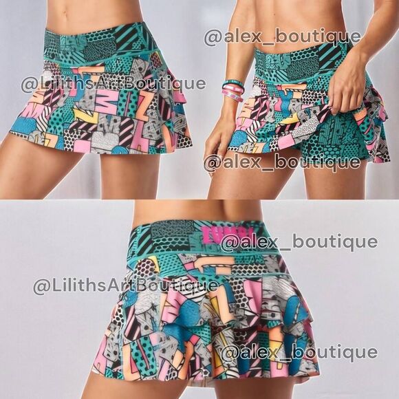 Zumba I Want My Zumba Skort Shorts Teal Me Everything Multicolor Size L (E043) - Picture 1 of 7